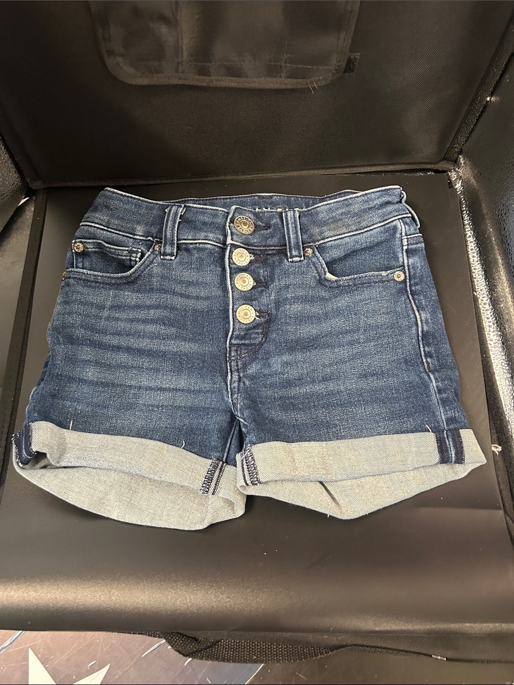 Dark Blue Denim Cuffed Women's Shorts